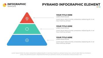 Pyramid digram with 3 list, infographic element, presentation layout template vector