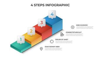 Vector de plantilla de elemento infográfico de 4 pasos de escaleras, diseño de diseño para presentación, diagrama, etc.