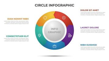 Plantilla de infografía de 5 puntos con vector de diseño de círculo.