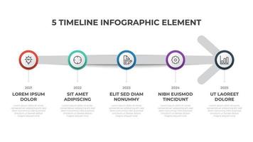 infographic element vector with 5 options, list, and arrow, can be used for timeline, workflow, process diagram, presentation, etc.