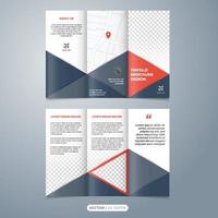 Tri fold brochure design template with geometric style vector