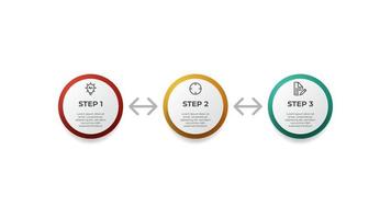 Diseño de diagrama de 3 puntos de pasos en bucle, vector de plantilla de elemento infográfico empresarial