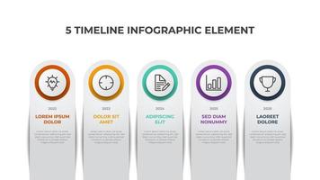 vector de plantilla de elemento infográfico con 5 puntos, se puede utilizar para flujo de trabajo, línea de tiempo, diagrama de proceso, presentación, etc.