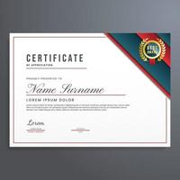 Certificate of appreciation design template vector, certificate border with dark blue, red, and gold badge, can be used for diploma, graduation, achievement, business, etc vector