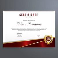 Certificate border template design vector with red and gold color, can be used for appreciation, diploma, achievement, etc