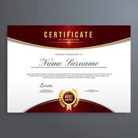 plantilla de certificado multipropósito con sello y color rojo, diseño simple y elegante vector