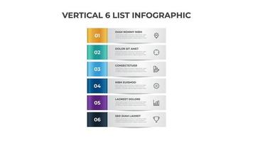 6 puntos de pasos, diagrama de diseño de lista de bloques, vector de plantilla de elemento infográfico