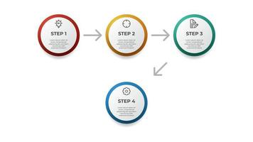 Business circle infographic element template with 4 points or options, step diagram with arrows layout vector