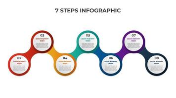 7 points of steps, connected circle list diagram with number of sequence, infographic element template vector