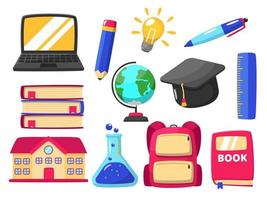 Set of education elements vector illustration with cute and colorful design isolated on white background