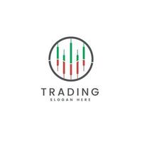 trading logo, finance and business logo, with candlestick chart logo design template vector