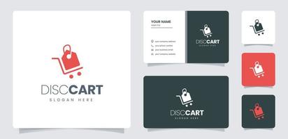 modern trolley and discount logo perfect for e commerce or online shop logo vector