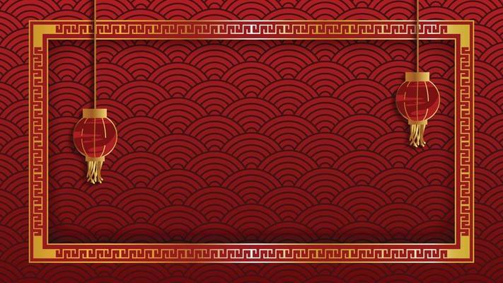 Chinese New Year 2023, Chinese frame background. Asian elements with craft style on background.