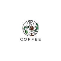 café con estilo de línea logo icono diseño plantilla vector plano