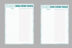 Annual expense and income trackers vector