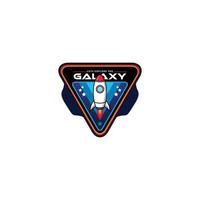 vector premium, logotipo de cohete espacial exterior. explorar la galaxia.