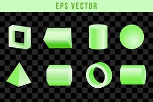 3D Geometrical green shapes in trendy isolated vector eps 10