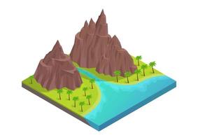 mountain with river flowing to the sea vector