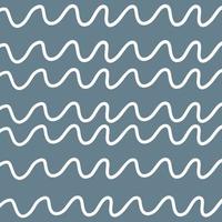 Abstract hand drawing in childish style. Seamless vector pattern of white wavy lines on a gray background.