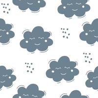 Seamless pattern cute cloud with eyelashes and a smile vector