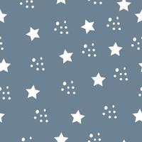 Cute white stars and dots seamless vector patterns. Delicate dotted vector print ideal for fabric, card, layout.