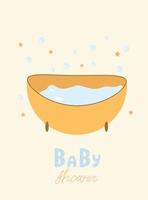 diseño de ducha de bebé. lindo baño de burbujas y baby shower dibujado a mano ilustración vector