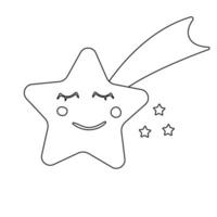 Cute shooting star with eyelashes hand drawn icon vector