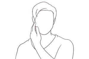 handsome man taking care of his skin hand drawn style vector illustration