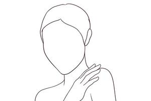 beautiful girl touch her shoulders hand drawn style vector illustration