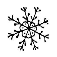 Doodle snowflake. Hand drawn vector winter element isolated on white background.