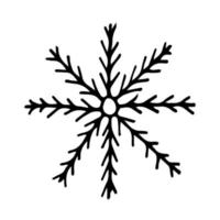 Doodle snowflake. Hand drawn vector winter element isolated on white background.