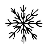 Doodle snowflake. Hand drawn vector winter element isolated on white background.