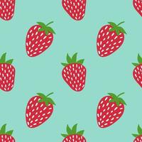Vector strawberry seamless pattern. Cute doodle strawberry isolated on orange background. Design for wrapping paper, textile, greeting card, home decor.