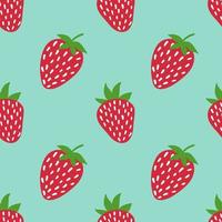 Vector strawberry seamless pattern. Cute doodle strawberry isolated on orange background. Design for wrapping paper, textile, greeting card, home decor.