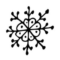 Doodle snowflake. Hand drawn vector winter element isolated on white background.