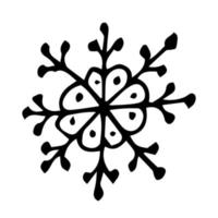 Doodle snowflake. Hand drawn vector winter element isolated on white background.