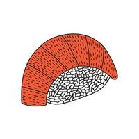 Vector sushi with salmon fish sketch isolated