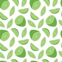 Lime slices vector seamless pattern. Flate green limes on white background