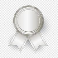 Vector silver seal with ribbons. Luxury seal. Blank silver seal. Vector illustration