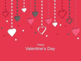 Valentine's day concept background. 3d white red and pink hearts frame. Sale banner or greeting card. Flat design vector illustration