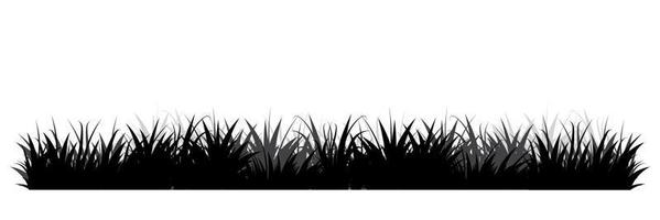 Black silhouettes of grass. Floral background. Wild grass. Grass borders silhouette. Vector illustration