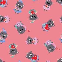 Seamless pattern with Valentine bears. Design for fabric, textile, wallpaper, packaging, wrapping paper. vector