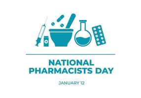 día nacional del farmacéutico aislado de fondo blanco celebrado el 12 de enero vector