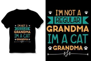 diseño de tipografía de gato o no soy una abuela normal soy una camiseta de abuela gato vector