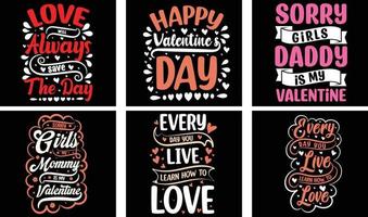 Valentine's day T-shirt Design Bundle. Valentine's day Vector Graphics. Valentine's day Typography t shirt design