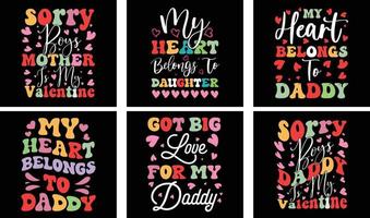 Valentine's day T-shirt Design Bundle. Valentine's day Vector Graphics. Valentine's day Typography t-shirt design