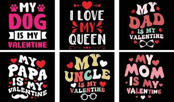 Valentine's day T-shirt Design Bundle. Valentine's day Vector Graphics. Valentine's day Typography t shirt design