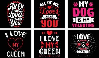 Valentine's day T-shirt Design Bundle. Valentine's day Vector Graphics. Valentine's day Typography t shirt design