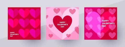 Plantillas de publicación de feliz día de san valentín para redes sociales. ilustración de vector vivo colorido con símbolos de corazones.