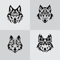 wolf dog tattoo tribal black vector